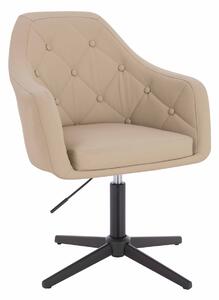 HR831CROSS Scaun Crem Piele Ecologica Premium Soft cu Bază Neagră