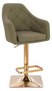 HR831KW Scaun Khaki Piele Ecologica Premium Soft cu Bază Aurie
