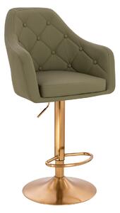 HR831W Scaun Khaki Piele Ecologica Premium Soft cu Bază Aurie