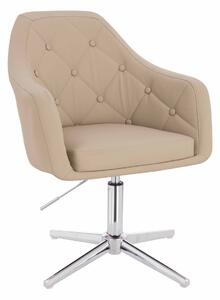 HR831CROSS Scaun Crem Piele Ecologica Premium Soft cu Bază Cromata