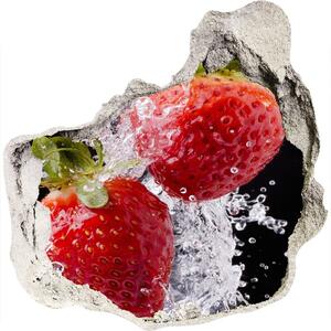 Autocolant de perete gaură 3D Căpșuni și apă