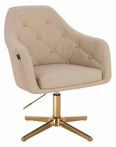 HR831CROSS Scaun Crem Piele Ecologica Premium Soft cu Bază Aurie
