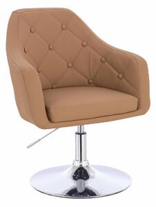 HR831N Scaun Caramel Piele Ecologica Premium Soft cu Bază Cromata