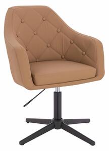 HR831CROSS Scaun Caramel Piele Ecologica Premium Soft cu Bază Neagră