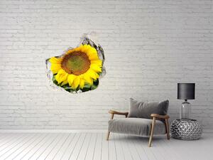 Fototapet un zid spart cu priveliște câmp de floarea-soarelui