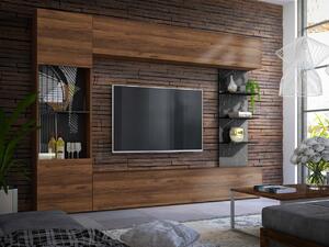 Mobilier pentru living Alanko (nuc warmia + marmură neagră). 1158466