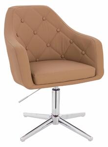 HR831CROSS Scaun Caramel Piele Ecologica Premium Soft cu Bază Cromata