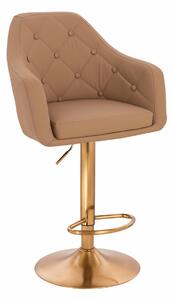 HR831W Scaun Caramel Piele Ecologica Premium Soft cu Bază Aurie