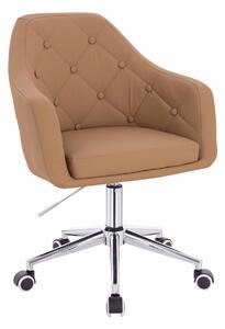 HR831K Scaun Caramel Piele Ecologica Premium Soft cu Bază Cromata