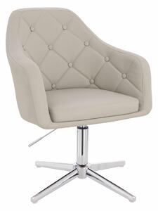 HR831CROSS Scaun Ecru Piele Ecologica Premium Soft cu Bază Cromata