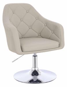 HR831N Scaun Ecru Piele Ecologica Premium Soft cu Bază Cromata