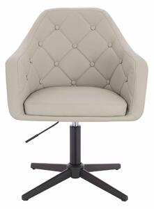 HR831CROSS Scaun Ecru Piele Ecologica Premium Soft cu Bază Neagră