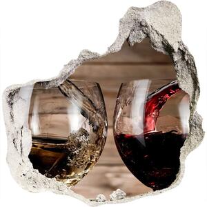 Autocolant gaură 3D Două pahare de vin