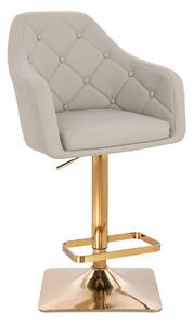HR831KW Scaun Ecru Piele Ecologica Premium Soft cu Bază Aurie