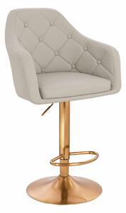 HR831W Scaun Ecru Piele Ecologica Premium Soft cu Bază Aurie