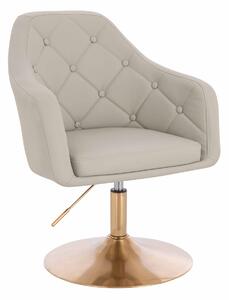 HR831N Scaun Ecru Piele Ecologica Premium Soft cu Bază Aurie