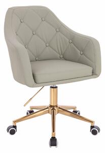 HR831K Scaun Culoare in Piele Ecologica Premium Soft cu Bază Aurie