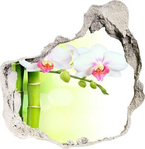 Autocolant 3D gaura cu priveliște Orhidee și bambus