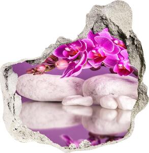 Autocolant de perete gaură 3D Orhidee roz