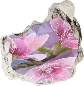 Autocolant 3D gaura cu priveliște Magnolie roz