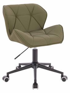 HR111K Scaun Khaki Piele Ecologica Premium Soft cu Bază Neagră