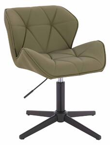 HR111CROSS Scaun Khaki Piele Ecologica Premium Soft cu Bază Neagră