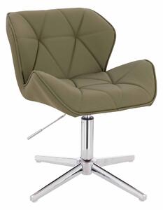 HR111CROSS Scaun Khaki Piele Ecologica Premium Soft cu Bază Cromata