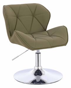 HR111N Scaun Khaki Piele Ecologica Premium Soft cu Bază Cromata