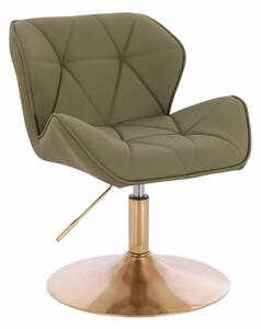 HR111N Scaun Khaki Piele Ecologica Premium Soft cu Bază Aurie