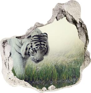 Autocolant gaură 3D tigru alb