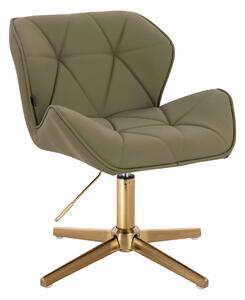 HR111CROSS Scaun Khaki Piele Ecologica Premium Soft cu Bază Aurie