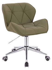 HR111K Scaun Khaki Piele Ecologica Premium Soft cu Bază Cromata