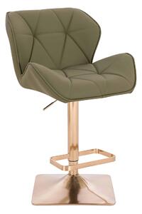 HR111KW Scaun Khaki Piele Ecologica Premium Soft cu Bază Aurie