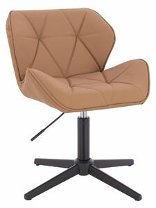 HR111CROSS Scaun Caramel Piele Ecologica Premium Soft cu Bază Neagră