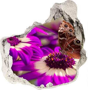 Autocolant 3D gaura cu priveliște Fluture pe o floare