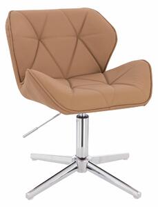 HR111CROSS Scaun Caramel Piele Ecologica Premium Soft cu Bază Cromata