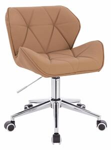 HR111K Scaun Caramel Piele Ecologica Premium Soft cu Bază Cromata