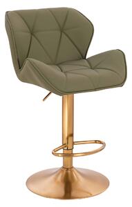 HR111W Scaun Khaki Piele Ecologica Premium Soft cu Bază Aurie