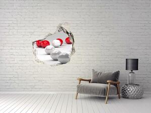 Fototapet 3D gaură în perete Bilele alb-rosu