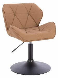 HR111N Scaun Caramel Piele Ecologica Premium Soft cu Bază Neagră