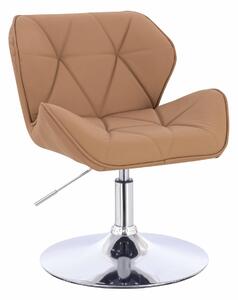 HR111N Scaun Caramel Piele Ecologica Premium Soft cu Bază Cromata