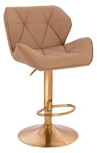HR111W Scaun Caramel Piele Ecologica Premium Soft cu Bază Aurie