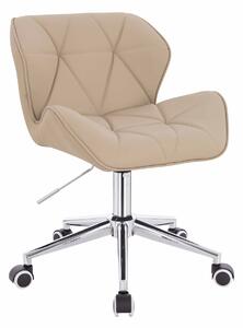 HR111K Scaun Crem Piele Ecologica Premium Soft cu Bază Cromata
