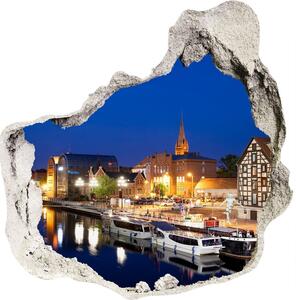Autocolant 3D gaura cu priveliște noapte Bydgoszcz