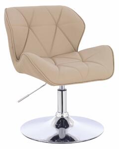 HR111N Scaun Crem Piele Ecologica Premium Soft cu Bază Cromata