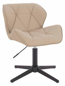 HR111CROSS Scaun Crem Piele Ecologica Premium Soft cu Bază Neagră