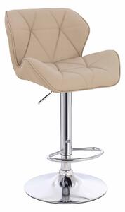 HR111W Scaun Crem Piele Ecologica Premium Soft cu Bază Cromata
