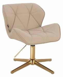 HR111CROSS Scaun Crem Piele Ecologica Premium Soft cu Bază Aurie