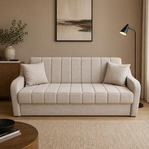 Canapea ALEX extensibila, 3 locuri, cu lada de depozitare, stofa bej, 220x90x90 Bej