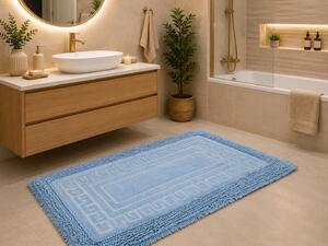 Covor baie, Rombs Albastru, Covor 100% Bumbac, Dimensiunea 60x100 50x80 cm 60 x 100/50 x 80